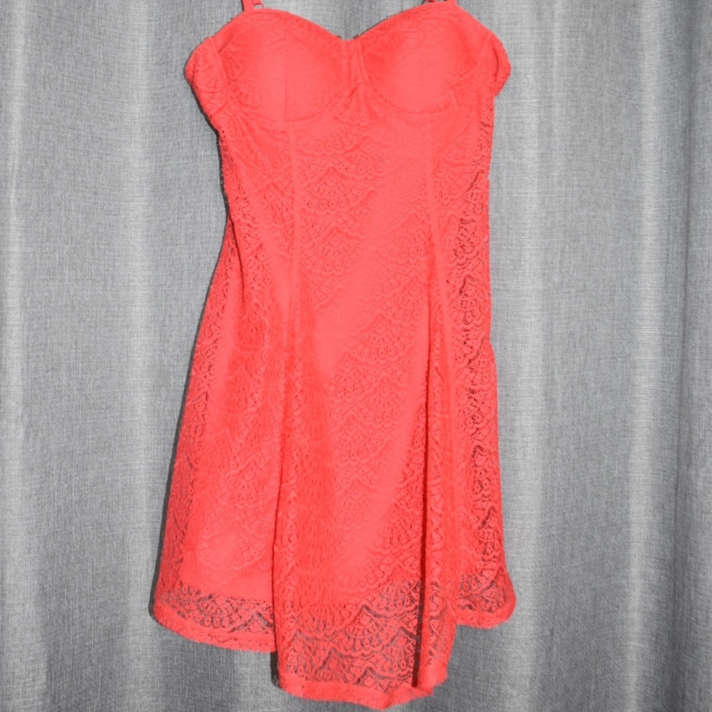 Red lace dress with back zipper